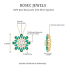 Certified Moissanite Flower Designer Necklace With Lab Emerald D-VS1 - Rosec Jewels
