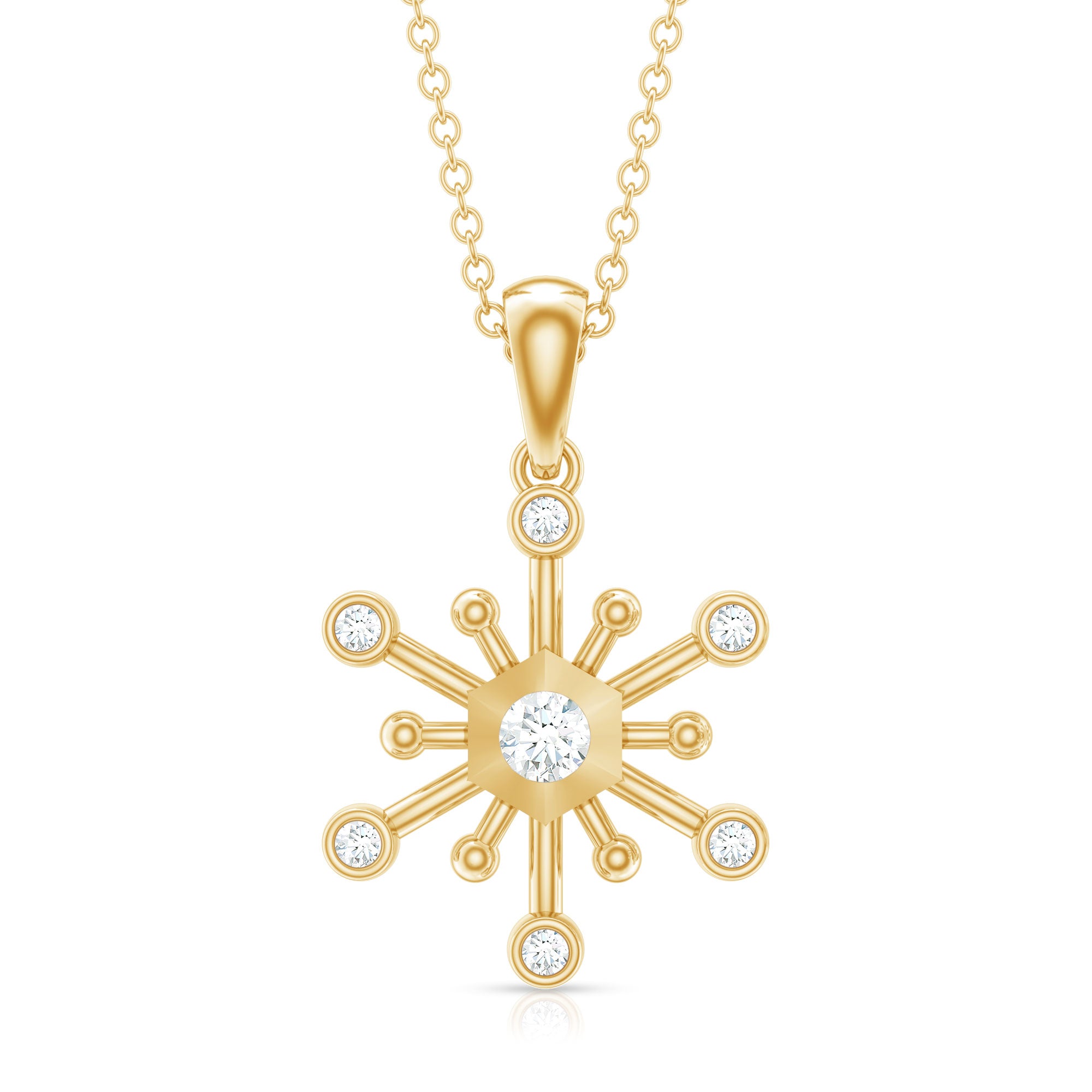 Diamond Snowflake Pendant Necklace for Women Lab - ( EF-VS ) - Rosec Jewels