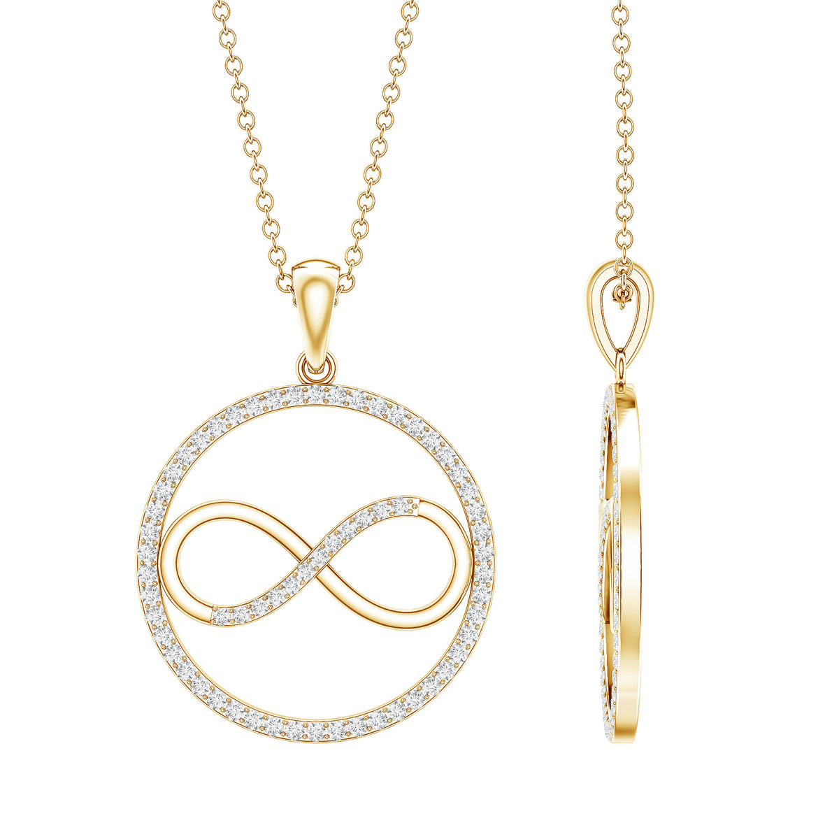 Diamonds Infinity Eternity Pendant Necklace Lab - ( EF-VS ) - Rosec Jewels