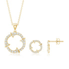 Certified Diamond Circle Necklace Earrings Set Lab - ( EF-VS ) - Rosec Jewels