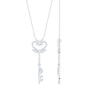 Rosec Jewels-Diamond Heart Key Pendant Necklace with Angel Wings
