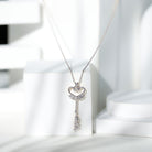 Diamond Key Necklace with Angel Wings Lab - ( EF-VS ) - Rosec Jewels