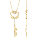 Diamond Key Necklace with Angel Wings Lab - ( EF-VS ) - Rosec Jewels