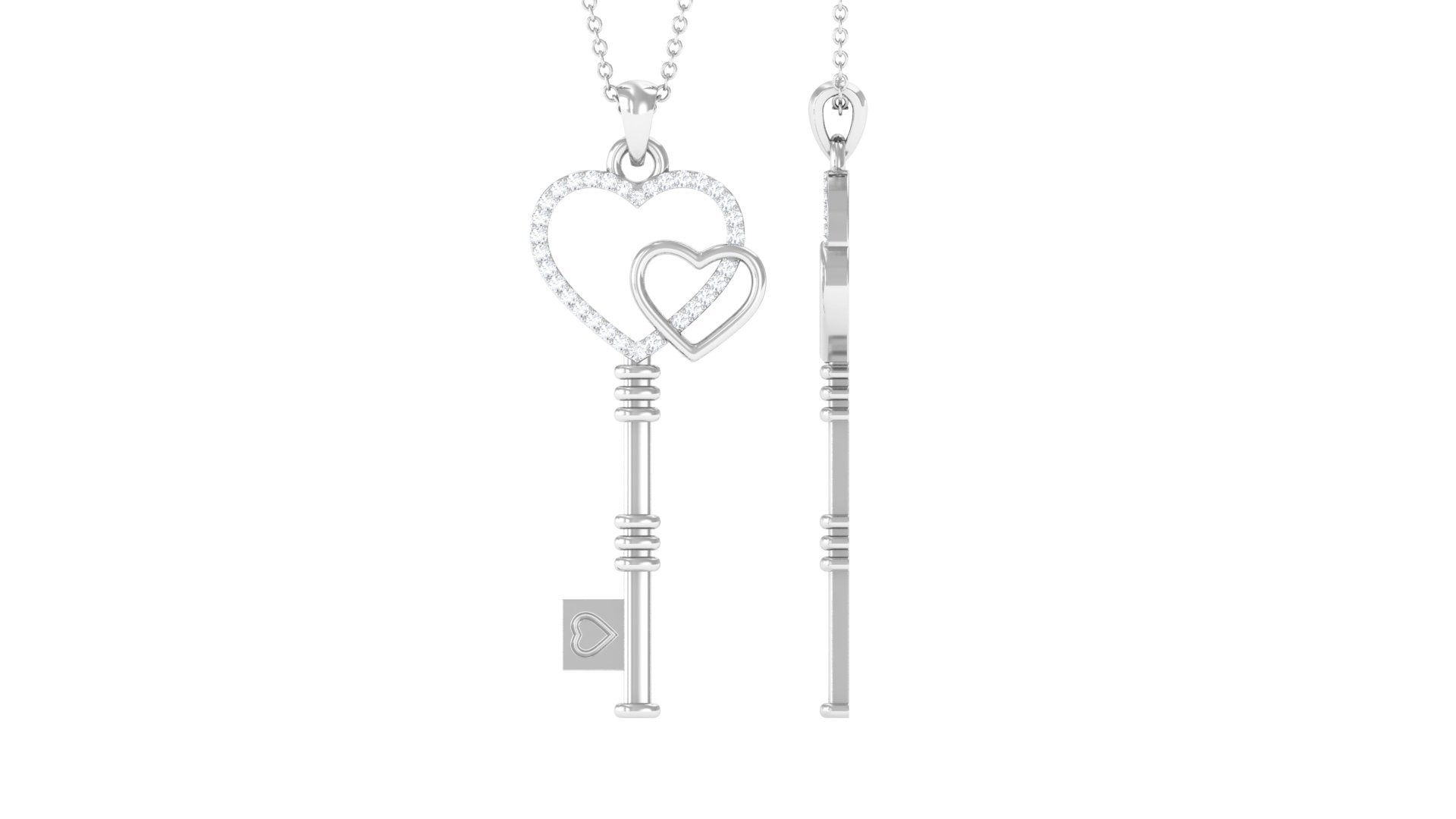 Rosec Jewels-Unique Diamond Heart Key Necklace for Women