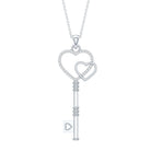 Diamond Key To My Heart Necklace for Women Lab - ( EF-VS ) - Rosec Jewels