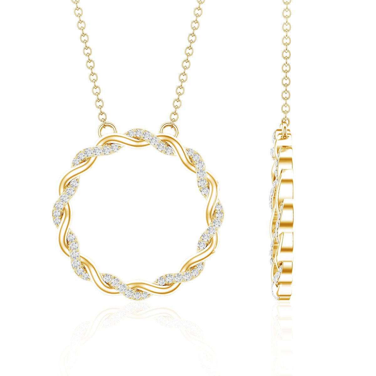 Diamond Twisted Eternity Necklace in Pave Setting Lab - ( EF-VS ) - Rosec Jewels