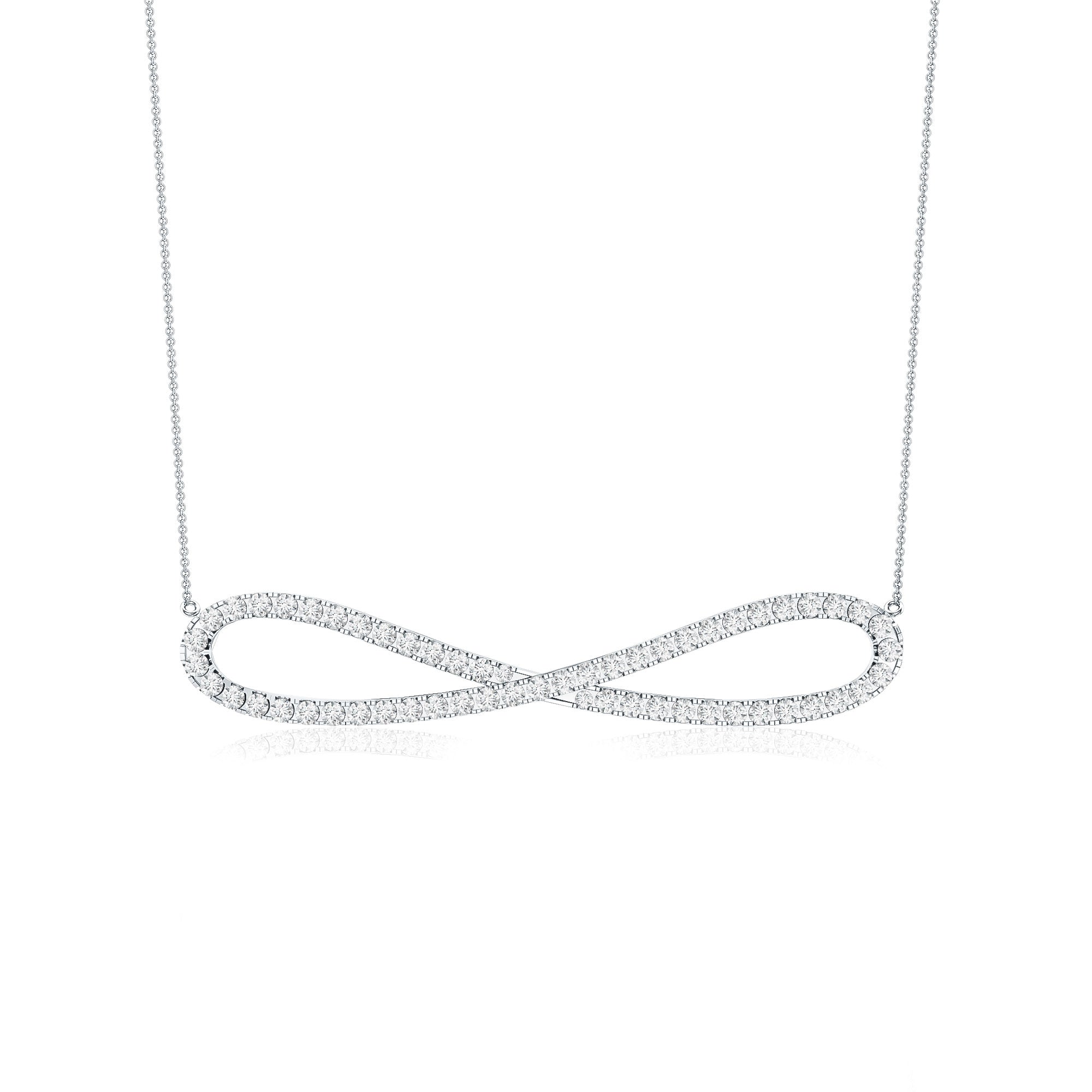 Diamond Sideway Infinity Pendant Necklace Lab - ( EF-VS ) - Rosec Jewels