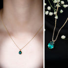 Pear Cut Lab Grown Emerald Solitaire Pendant Necklace With Chain AAAA - Rosec Jewels