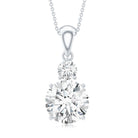 Brilliant Cut Moissanite Two Stone Necklace With Chain D-VS1 - Rosec Jewels