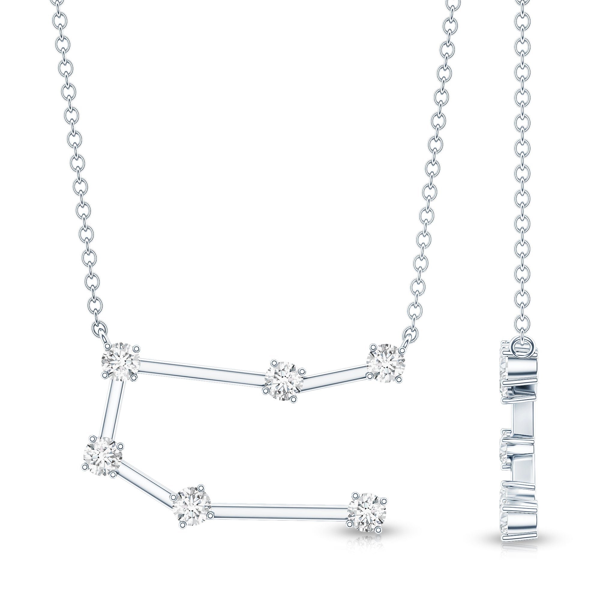 Certified Moissanite Gemini Constellation Necklace D-VS1 - Rosec Jewels