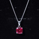 2 Carat Lab Created Ruby Solitaire Necklace With Chain AAAA - Rosec Jewels