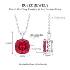 2 Carat Lab Created Ruby Solitaire Necklace With Chain AAAA - Rosec Jewels