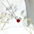 2 Carat Lab Created Ruby Solitaire Necklace With Chain AAAA - Rosec Jewels