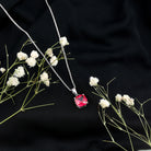 2 Carat Lab Created Ruby Solitaire Necklace With Chain AAAA - Rosec Jewels