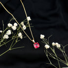 2 Carat Lab Created Ruby Solitaire Necklace With Chain AAAA - Rosec Jewels