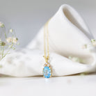 Real 1 Carat Oval Cut Aquamarine Pendant Necklace with Diamond Trio AAA - Rosec Jewels