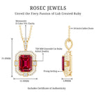 Vintage Inspired Lab Created Ruby Emerald Cut Necklace with Certificate AAAA - Rosec Jewels