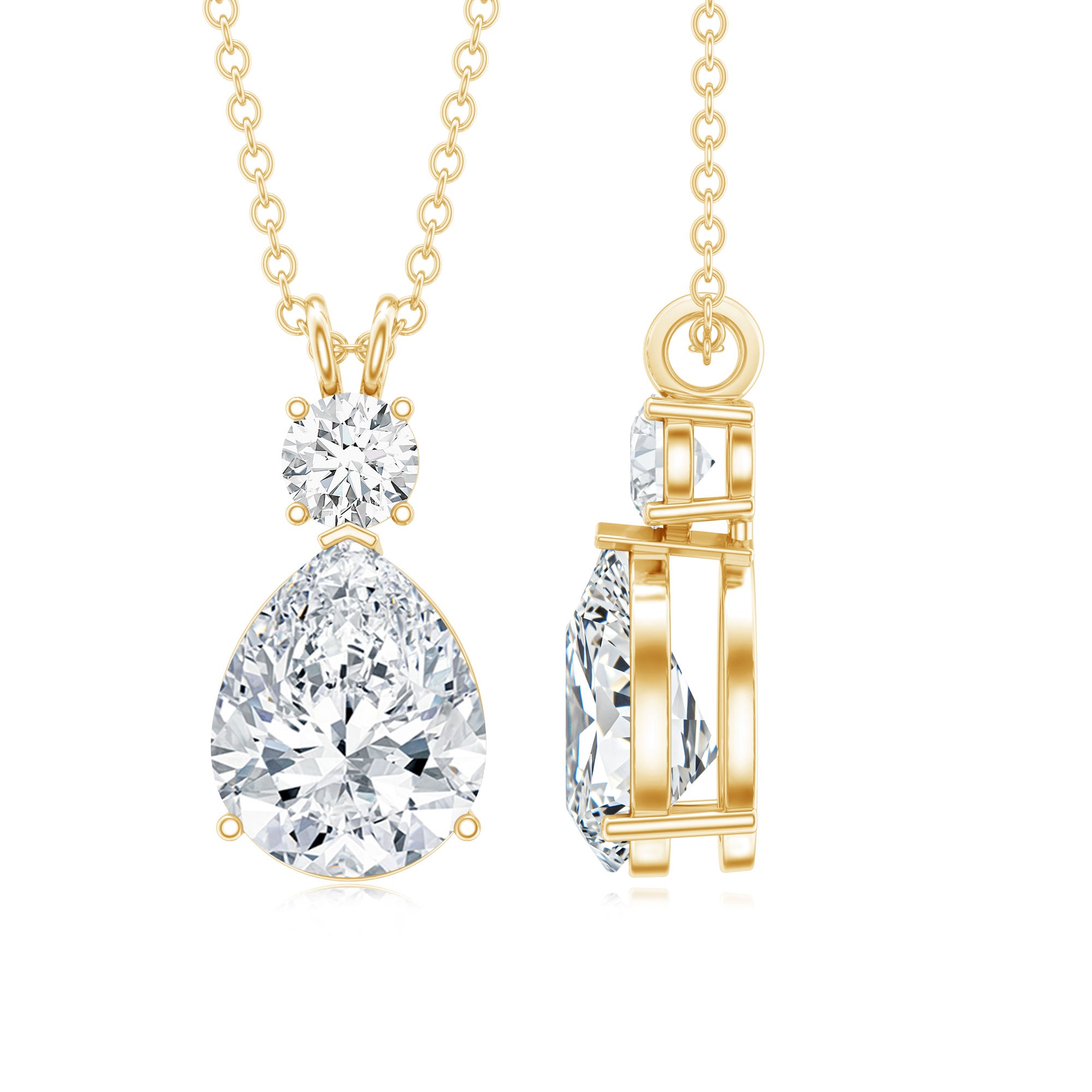 Certified Moissanite Teardrop Pendant Necklace D-VS1 - Rosec Jewels