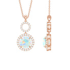 Natural Ethiopian Opal Drop Pendant Necklace with Diamond AAA - Rosec Jewels