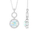 Natural Ethiopian Opal Drop Pendant Necklace with Diamond AAA - Rosec Jewels