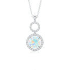 Natural Ethiopian Opal Drop Pendant Necklace with Diamond AAA - Rosec Jewels