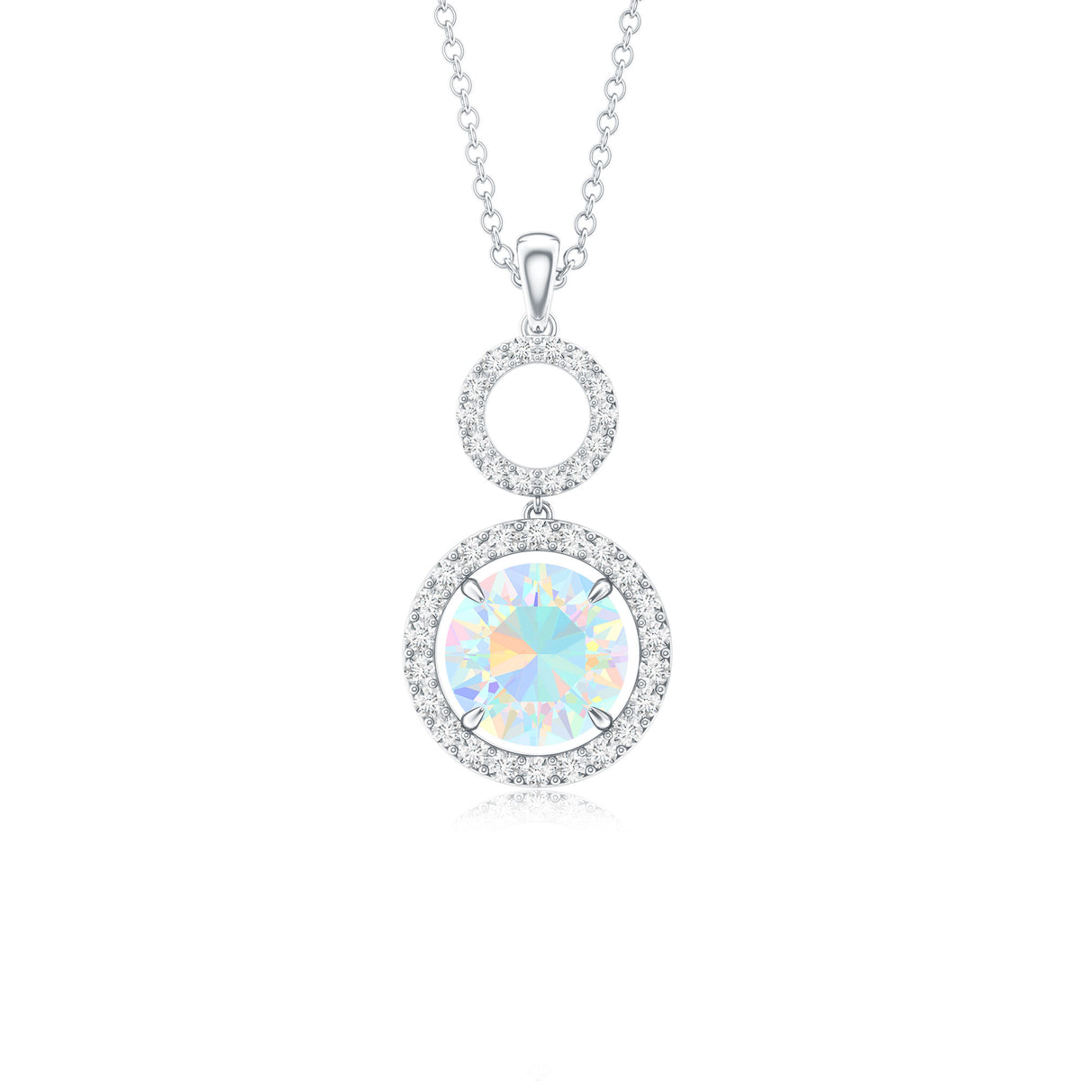 Natural Ethiopian Opal Drop Pendant Necklace with Diamond AAA - Rosec Jewels