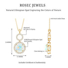 Natural Ethiopian Opal Drop Pendant Necklace with Diamond AAA - Rosec Jewels