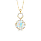 Natural Ethiopian Opal Drop Pendant Necklace with Diamond AAA - Rosec Jewels