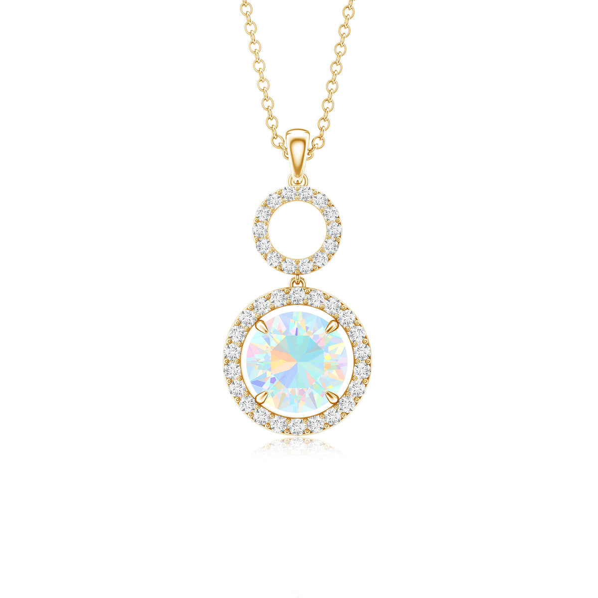 Natural Ethiopian Opal Drop Pendant Necklace with Diamond AAA - Rosec Jewels