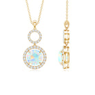 Natural Ethiopian Opal Drop Pendant Necklace with Diamond AAA - Rosec Jewels