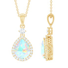 Rosec Jewels-Certified Ethiopian Opal and Diamond Teardrop Necklace with Chain