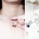 Certified Lab Grown Blue Sapphire Infinity Heart Necklace with Chain AAAA - Rosec Jewels