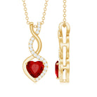 Rosec Jewels-Lab Created Ruby Heart and Infinity Necklace with Silver Chain