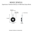 1.75 CT Heart Shape Black Onyx and Moissanite Flower Pendant Black Onyx - ( AAA ) - Quality - Rosec Jewels