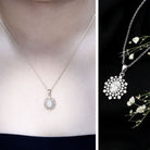 Vintage Style Oval Moissanite Bridal Necklace With Chain D-VS1 - Rosec Jewels