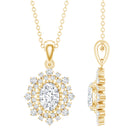 Vintage Style Oval Moissanite Bridal Necklace With Chain D-VS1 - Rosec Jewels