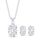 Certified Oval Shaped Lab Grown Diamond Bridal Jewelry Set Lab - ( EF-VS ) - Rosec Jewels