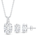 Certified Oval Shaped Lab Grown Diamond Bridal Jewelry Set Lab - ( EF-VS ) - Rosec Jewels