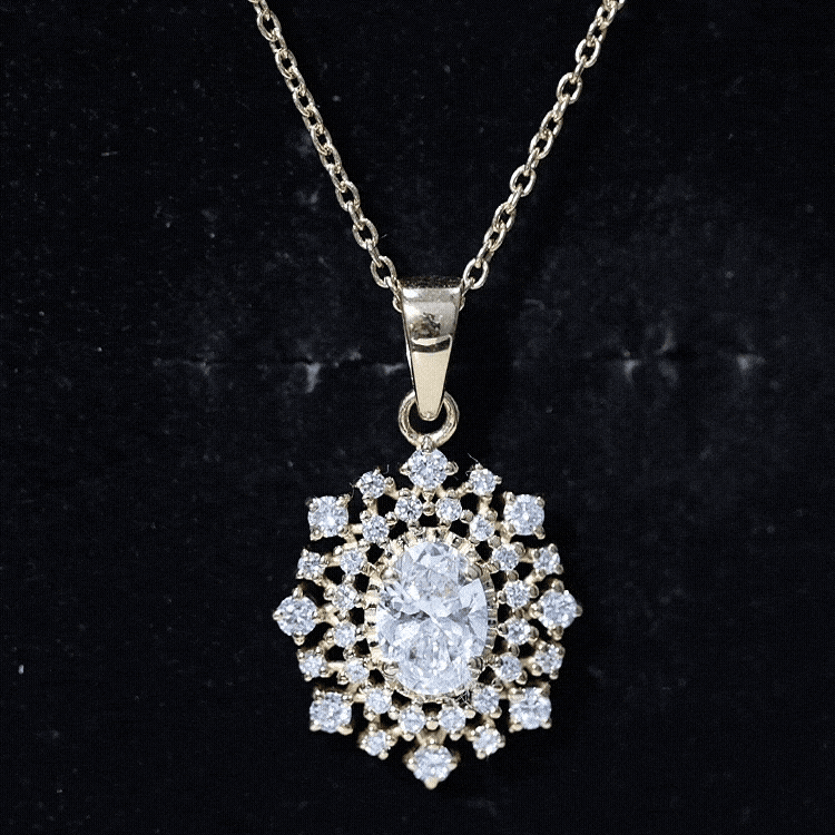5X7MM Oval Lab Diamond Double Halo Bridal Pendant Lab - ( EF-VS ) - Rosec Jewels
