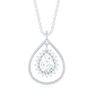 Pear Shape Lab Grown Diamond Teardrop Pendant Necklace Lab - ( EF-VS ) - Rosec Jewels