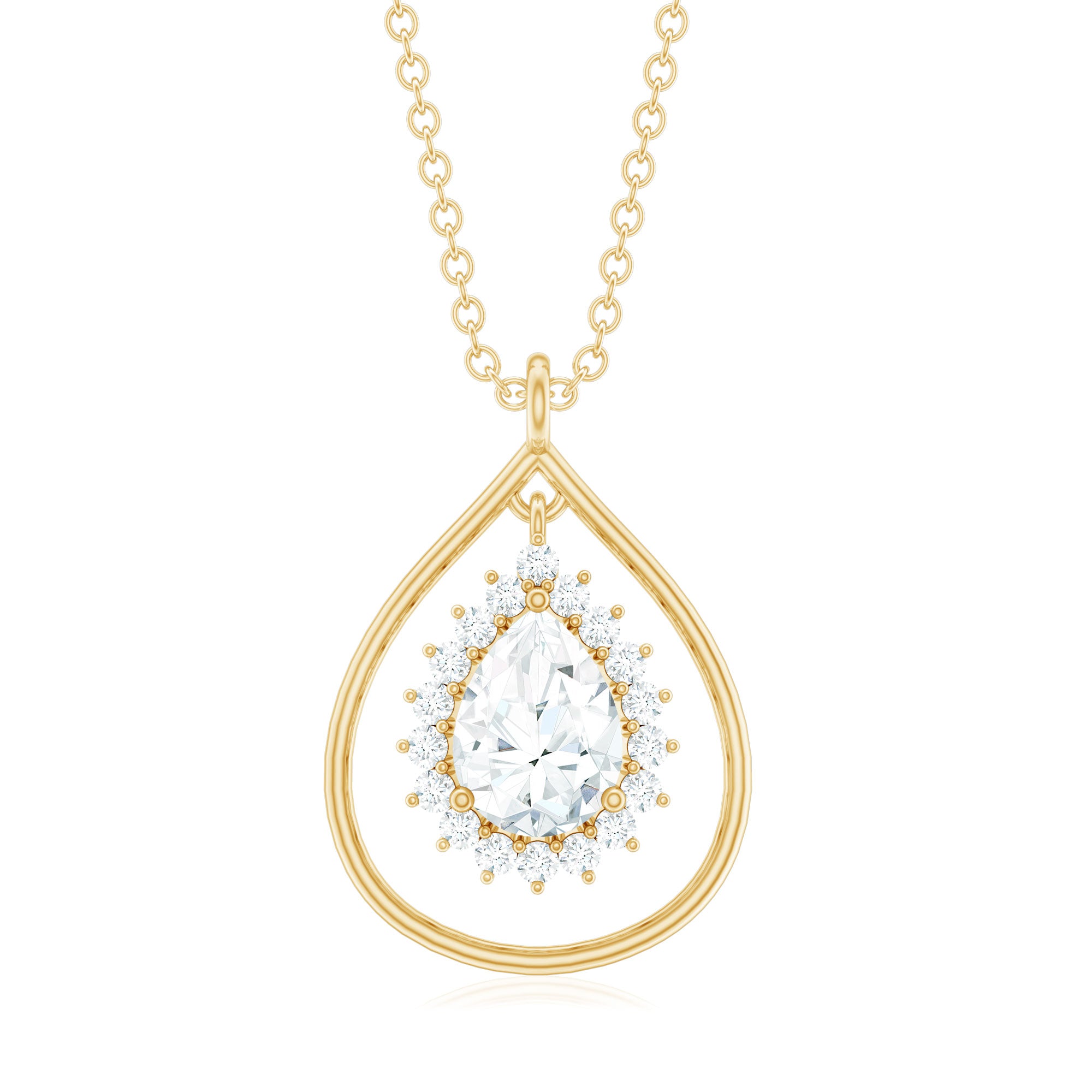Pear Shape Lab Grown Diamond Teardrop Pendant Necklace Lab - ( EF-VS ) - Rosec Jewels