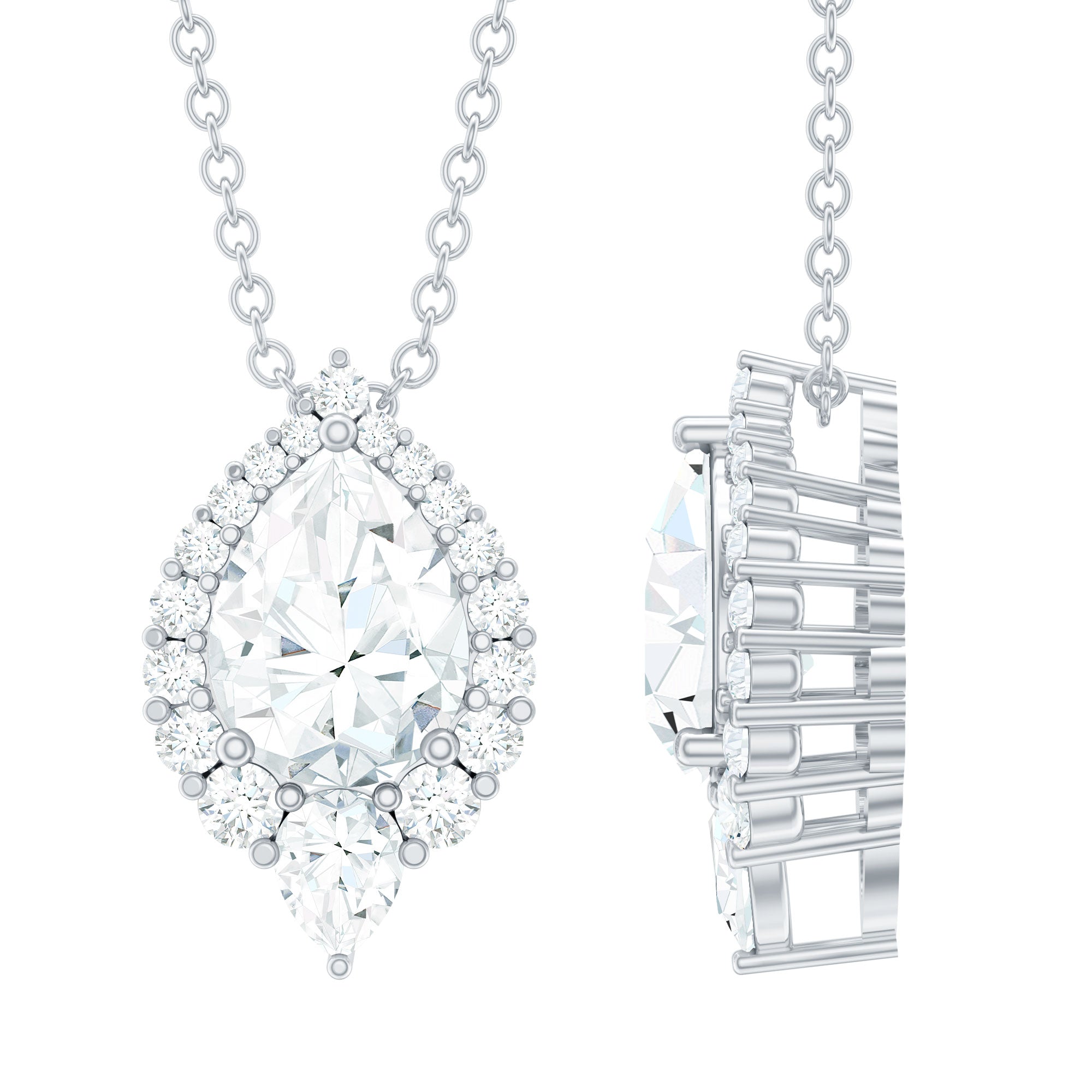 Certified Moissanite Teardrop Pendant Necklace for Wedding