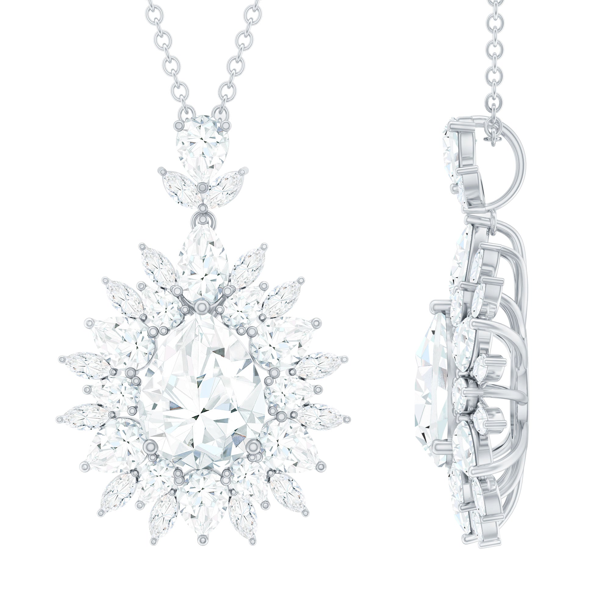 Moissanite Designer Pendant Necklace With Silver Chain