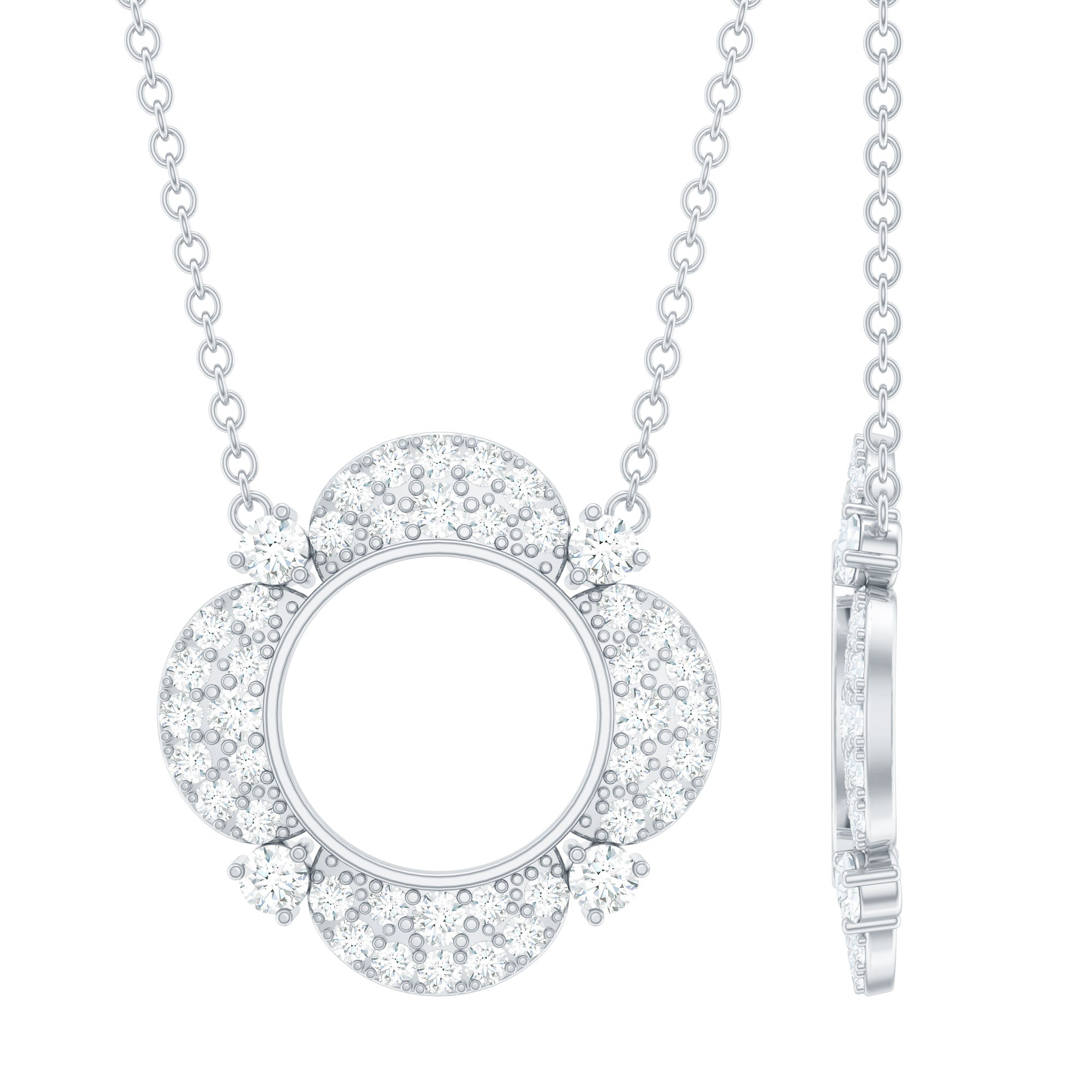 Moissanite Eternity Pendant Necklace With Silver Chain