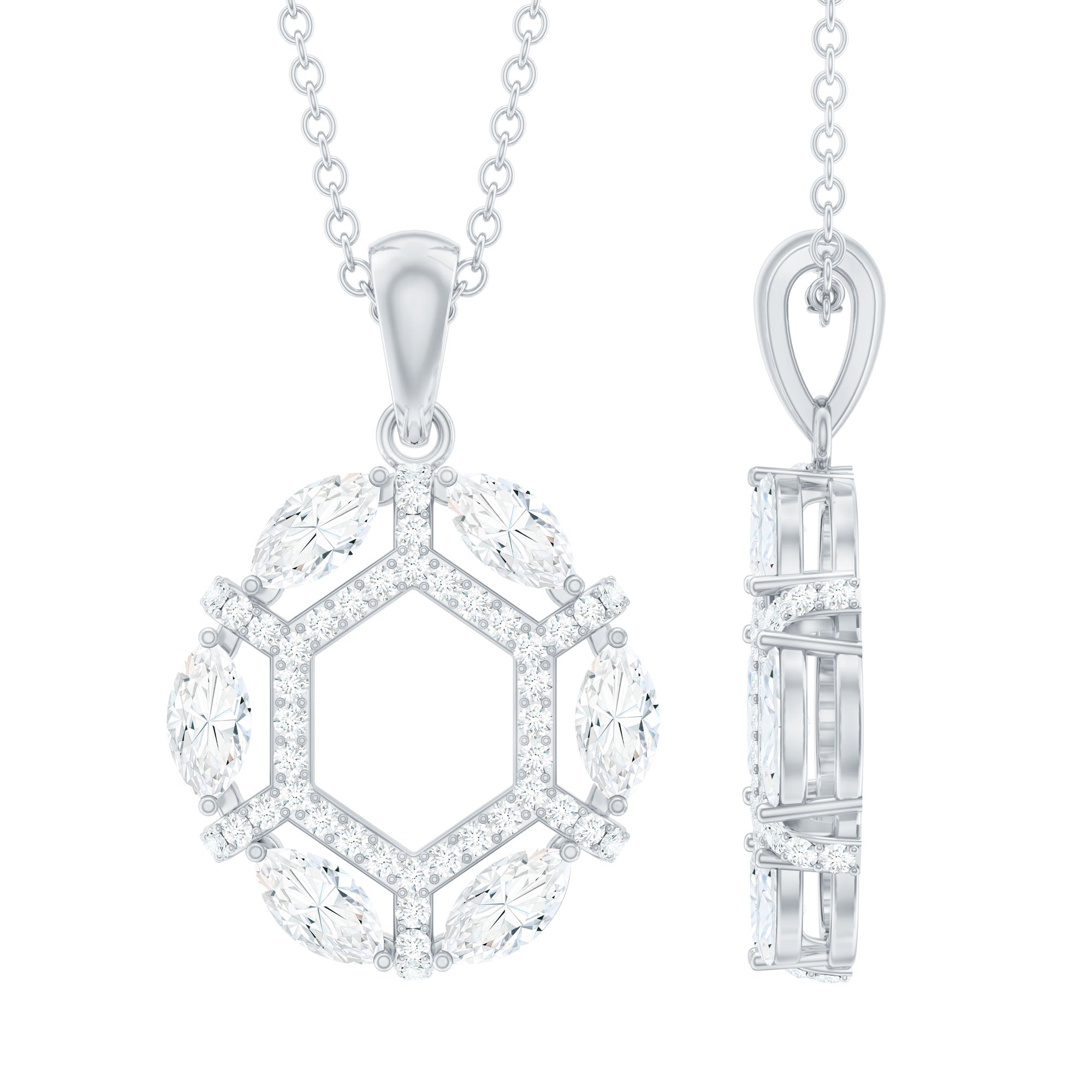 Moissanite Eternity Necklace with 14K Gold Plated Silver Chain