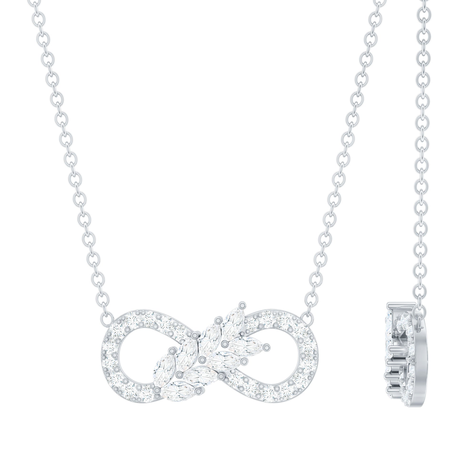 Certified Moissanite Infinity Necklace with Silver Chain