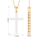Certified Moissanite Cross Pendant Necklace Moissanite - ( D-VS1 ) - Color and Clarity - Rosec Jewels