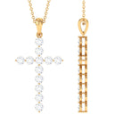 Certified Moissanite Cross Pendant Necklace Moissanite - ( D-VS1 ) - Color and Clarity - Rosec Jewels