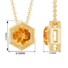 1.25 CT Natural Citrine Solitaire Hexagon Pendant Citrine - ( AAA ) - Quality - Rosec Jewels