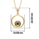 3 MM Open Circle Pendant Necklace with Round London Blue Topaz London Blue Topaz - ( AAA ) - Quality - Rosec Jewels